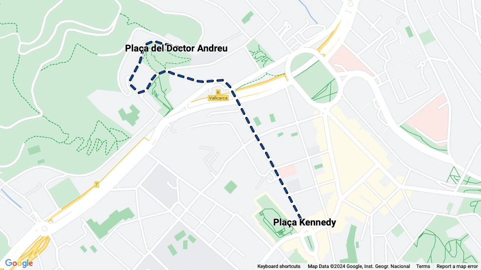 Barcelona turistlinje 55: Plaça Kennedy - Plaça del Doctor Andreu linjekort