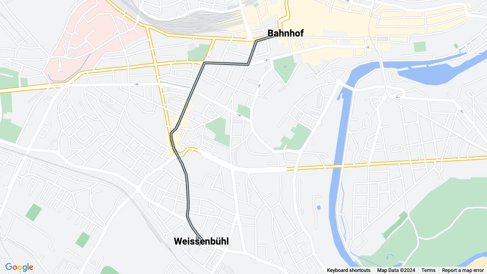 Bern sporvognslinje 3: Bahnhof - Weissenbühl linjekort
