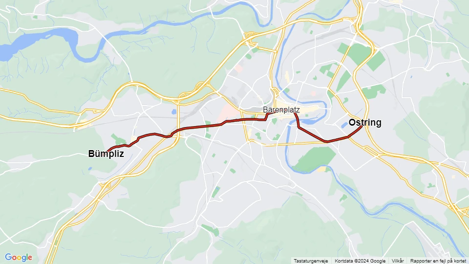 Bern sporvognslinje 7: Bümpliz - Ostring linjekort