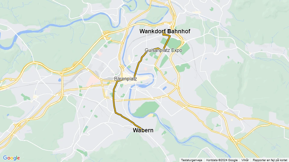 Bern sporvognslinje 9: Wankdorf Bahnhof - Wabern linjekort