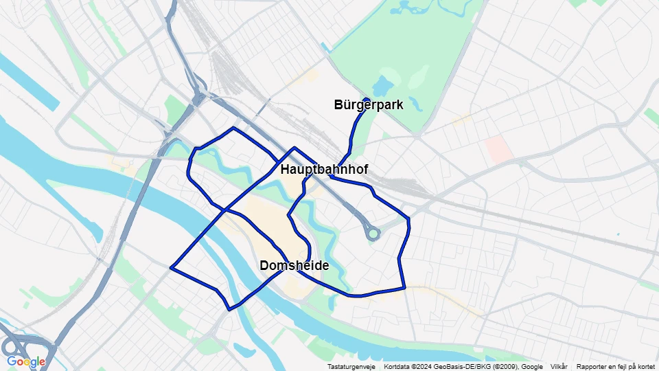 Bremen 16 Ringlinie: Bürgerpark - Domsheide linjekort