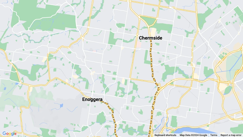 Brisbane sporvognslinje 72: Enoggera - Chermside linjekort