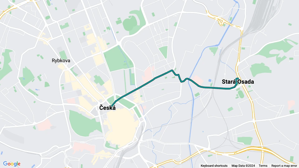 Brno sporvognslinje 3: Stará Osada - Česká linjekort