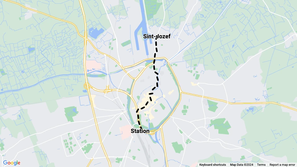 Brugge sporvognslinje 4: Station - Sint-Jozef linjekort
