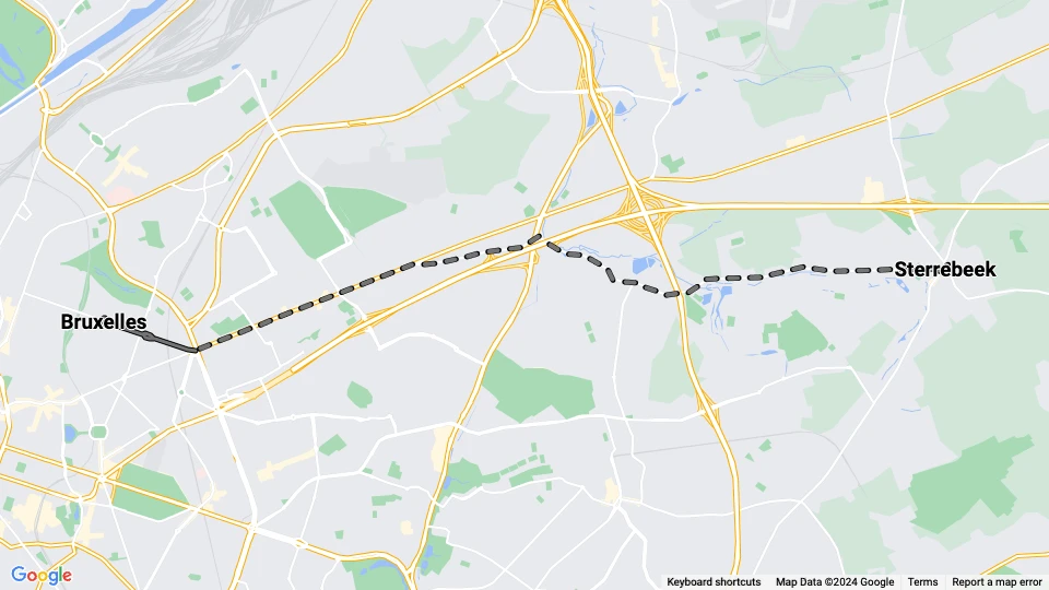 Bruxelles regionallinje S: Sterrebeek - Bruxelles linjekort