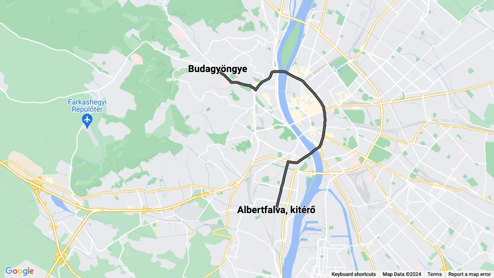 Budapest ekstralinje 118: Budagyöngye - Albertfalva, kitérő linjekort