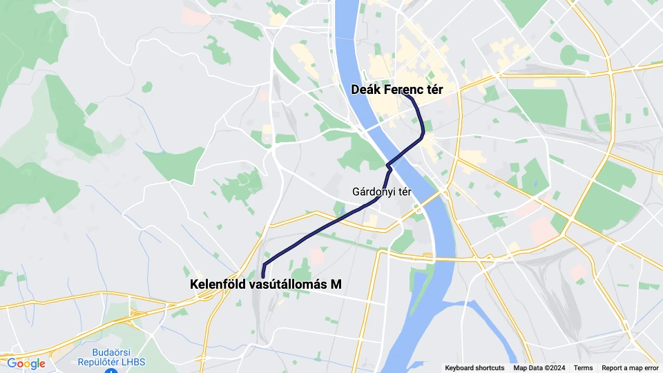 Budapest sporvognslinje 49: Kelenföld vasútállomás M - Deák Ferenc tér linjekort