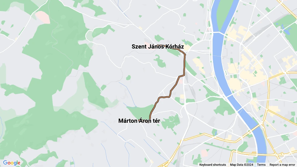 Budapest sporvognslinje 59: Szent János Kórház - Márton Áron tér linjekort
