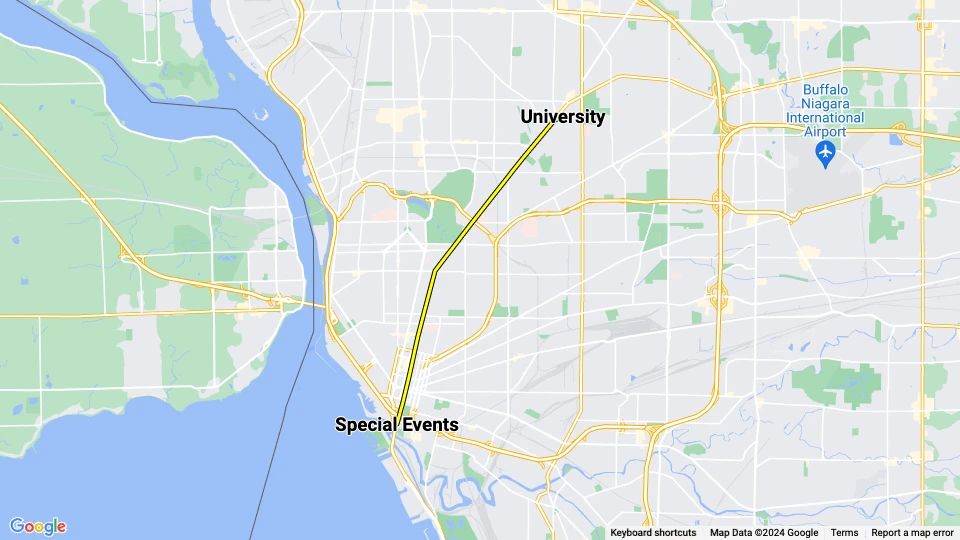 Buffalo Metro Rail: University - Special Events linjekort