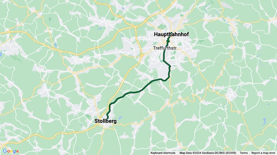 Chemnitz regionallinje C11: Hauptbahnhof - Stollberg linjekort