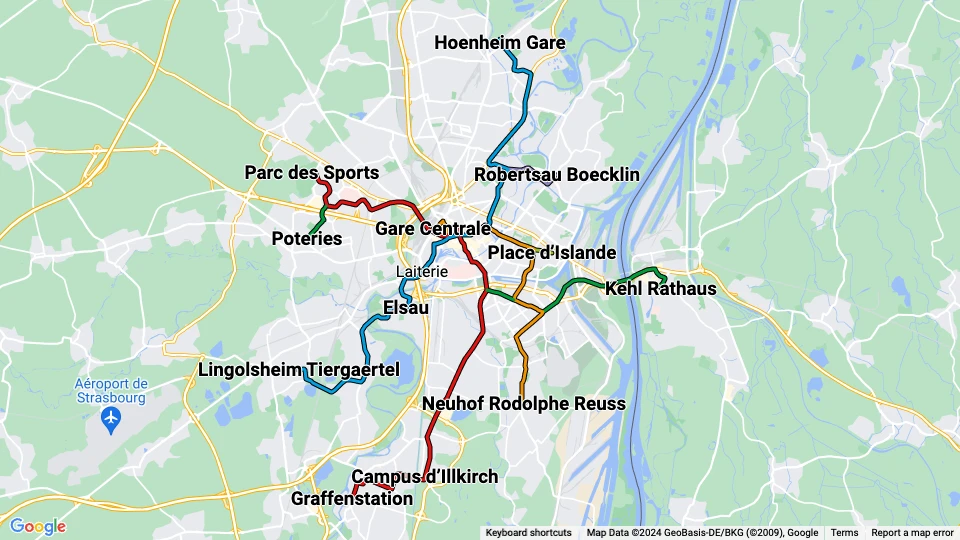 Compagnie des Transports Strasbourgeois (CTS) linjekort