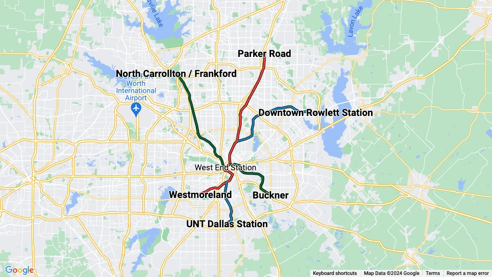 Dallas Area Rapid Transit (DART) linjekort