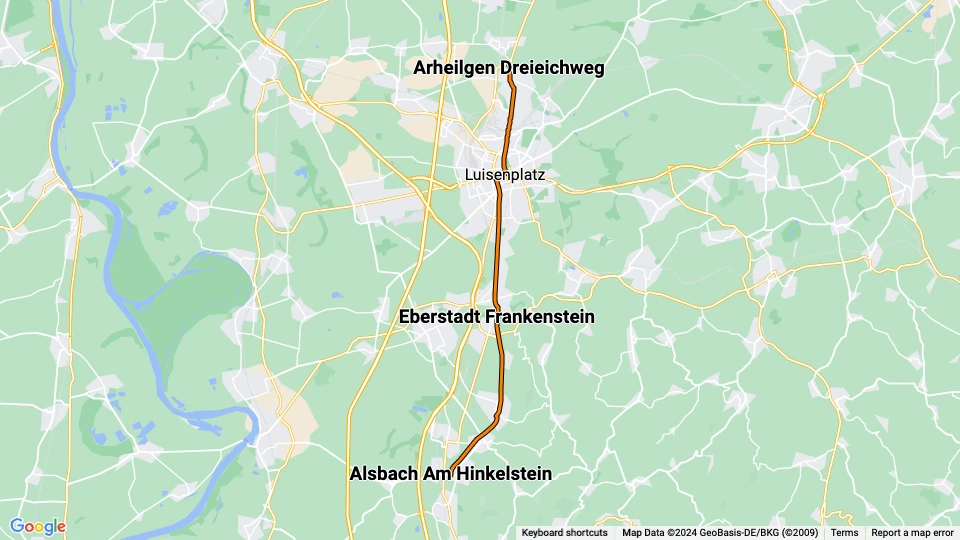 Darmstadt hurtiglinje 6 linjekort
