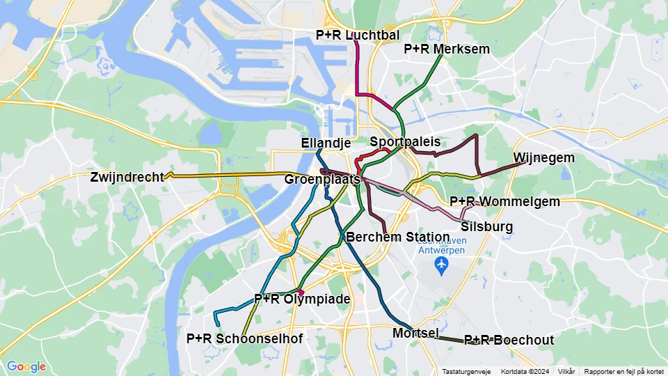 De Lijn in Antwerpen linjekort