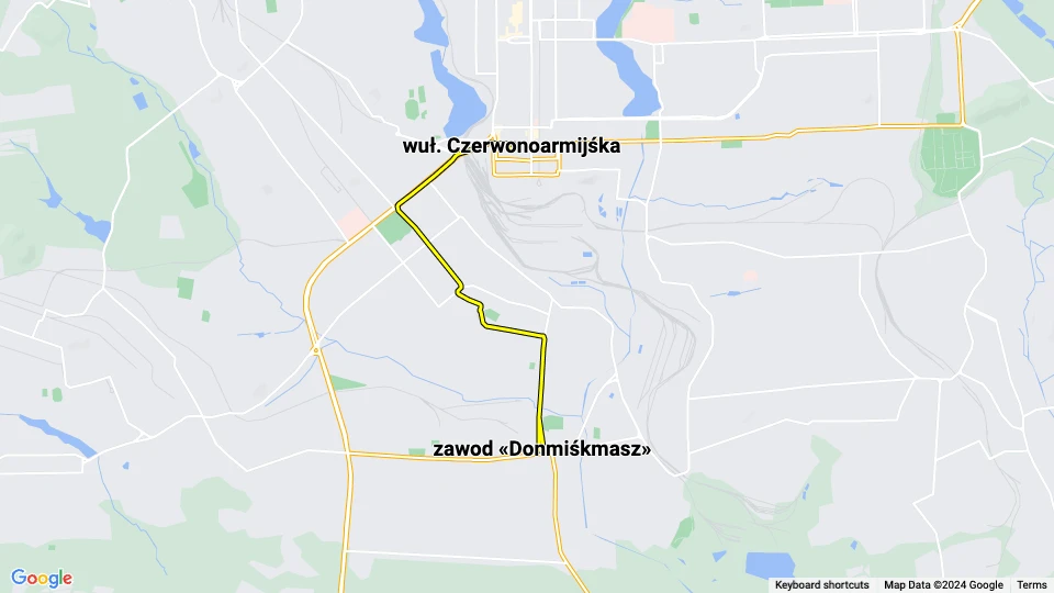 Donetsk sporvognslinje 3: zawod «Donmiśkmasz» - wuł. Czerwonoarmijśka linjekort