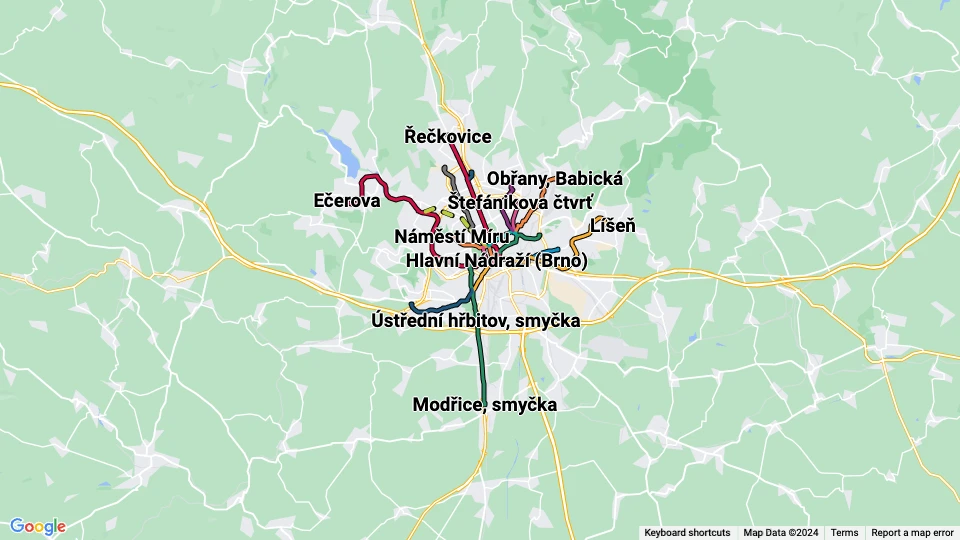 Dopravní podnik města Brna (DPMB) linjekort