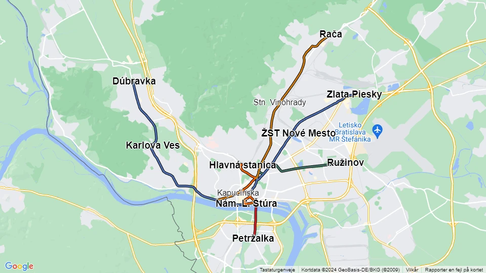 Dopravný podnik Bratislava (DPB) linjekort