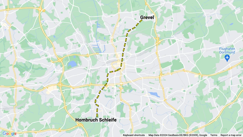 Dortmund sporvognslinje 402: Hombruch Schleife - Grevel linjekort