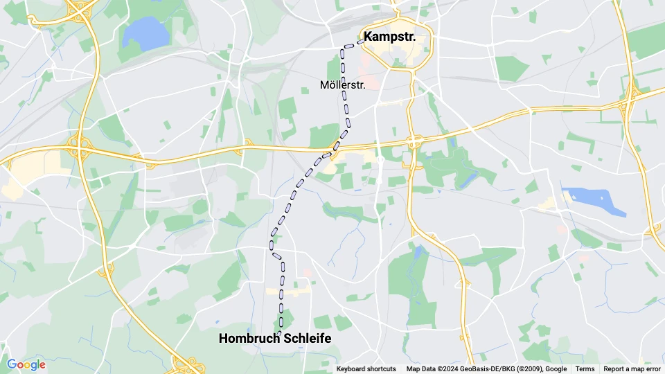 Dortmund sporvognslinje 408: Hombruch Schleife - Kampstr. linjekort