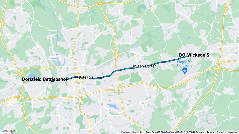 Dortmund sporvognslinje U43: Dorstfeld Betriebshof - DO-Wickede S linjekort