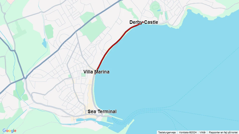 Douglas, Isle of Man Horse Drawn Trams: Derby Castle - Villa Marina linjekort