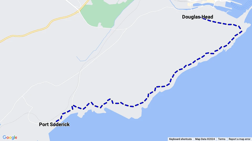 Douglas, Isle of Man Southern Electric Tramway: Douglas Head - Port Soderick linjekort