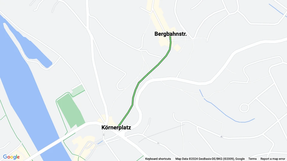 Dresden Standseilbahn: Körnerplatz - Bergbahnstr. linjekort