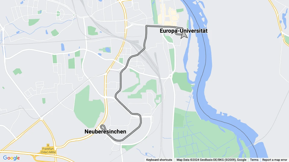 Frankfurt (Oder) sporvognslinje 6: Europa-Universität - Neuberesinchen linjekort