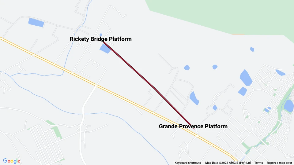 Franschhoek Røde Linje: Rickety Bridge Platform - Grande Provence Platform linjekort