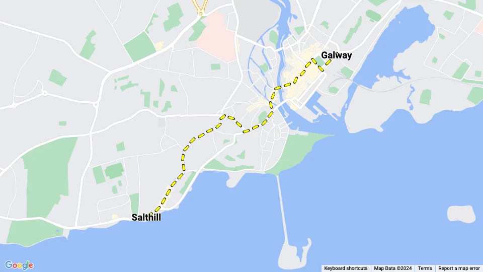 Galway hestesporvognslinje: Galway - Salthill linjekort
