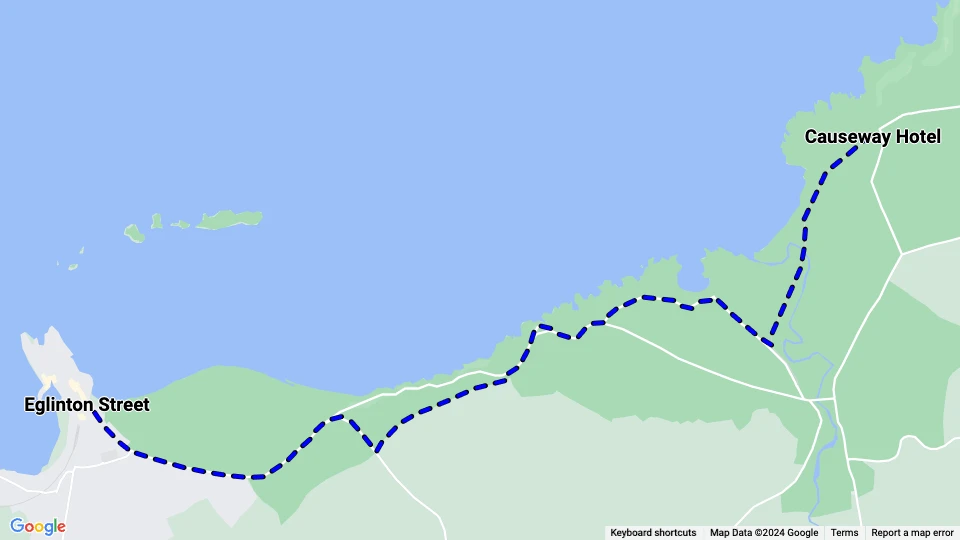 Giant's Causeway Portrush & Bush Valley Tramway linjekort
