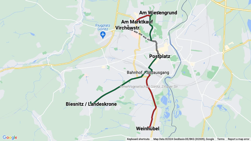 Görlitzer Verkehrsbetriebe (GVB) linjekort