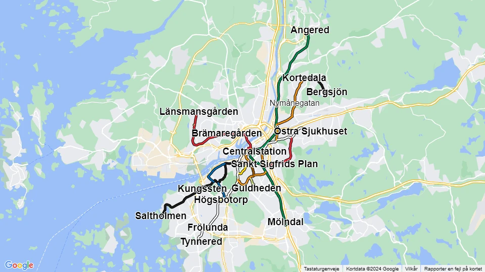Göteborgs Spårvägar (GS) linjekort