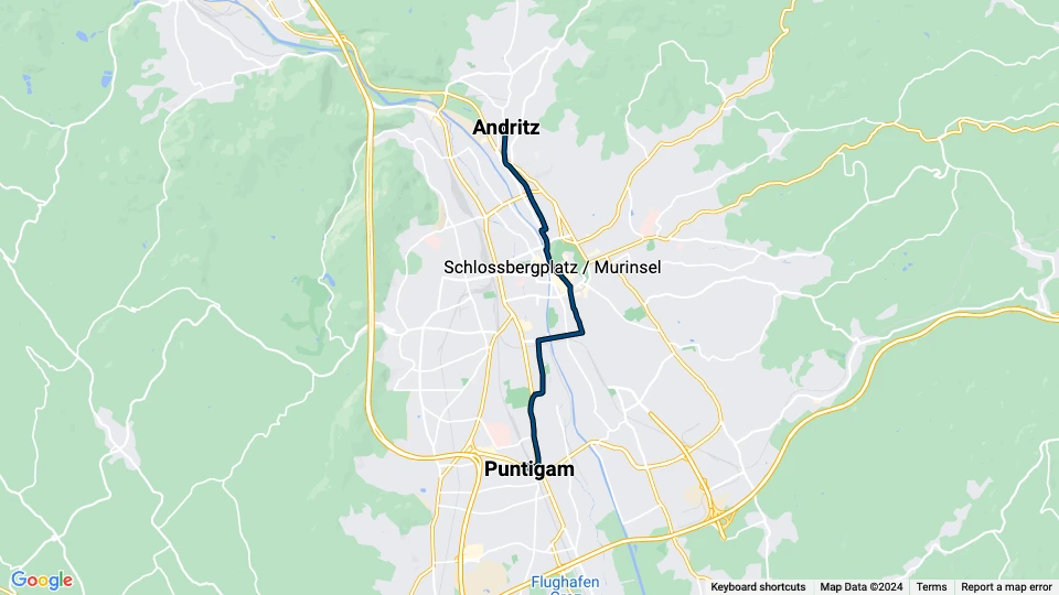Graz sporvognslinje 5: Andritz - Puntigam linjekort
