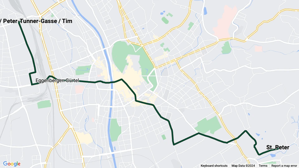 Graz sporvognslinje 6: Smart City /  Peter-Tunner-Gasse / Tim - St. Peter linjekort