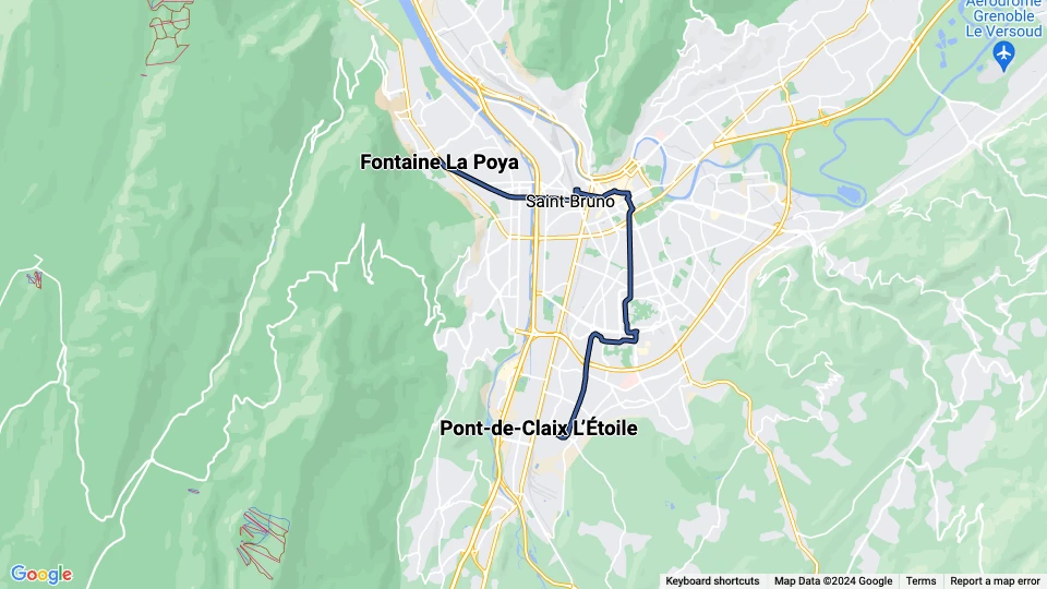 Grenoble sporvognslinje A: Fontaine La Poya - Pont-de-Claix L