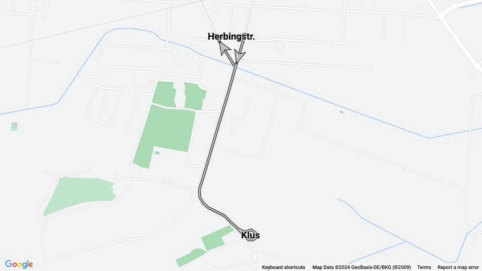 Halberstadt sporvognslinje 3: Klus - Herbingstr. linjekort