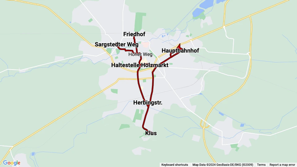 Halberstädter Verkehrs (HVG) linjekort