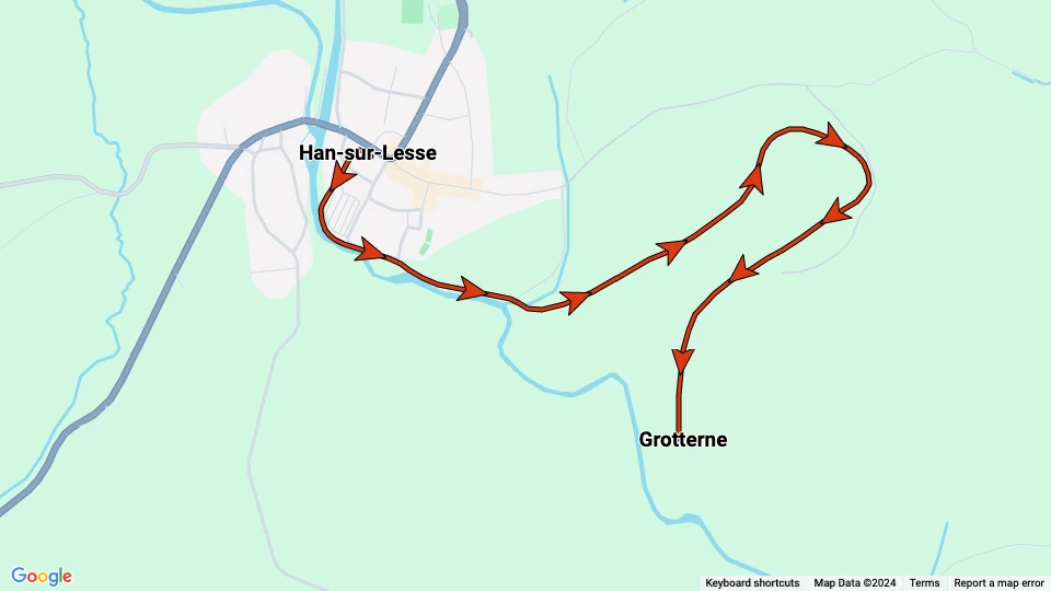 Han-sur-Lesse Grotte de Han: Han-sur-Lesse - Grotterne linjekort