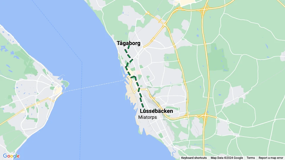 Helsingborg sporvognslinje 3: Tågaborg - Lussebäcken linjekort
