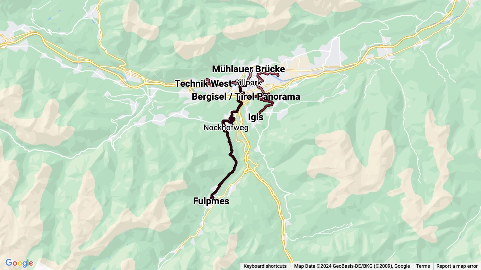 Innsbrucker Verkehrsbetriebe (IVB) linjekort