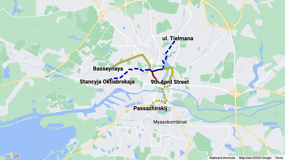 Kaliningrad-GorTrans linjekort