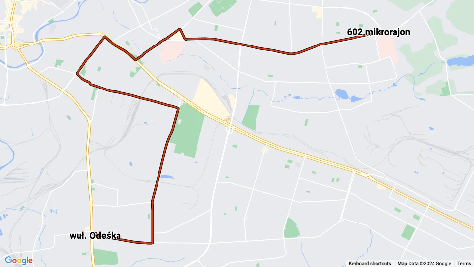 Kharkiv sporvognslinje 8: wuł. Odeśka - 602 mikrorajon linjekort