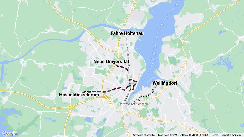 Kieler Verkehr (KVAG) linjekort