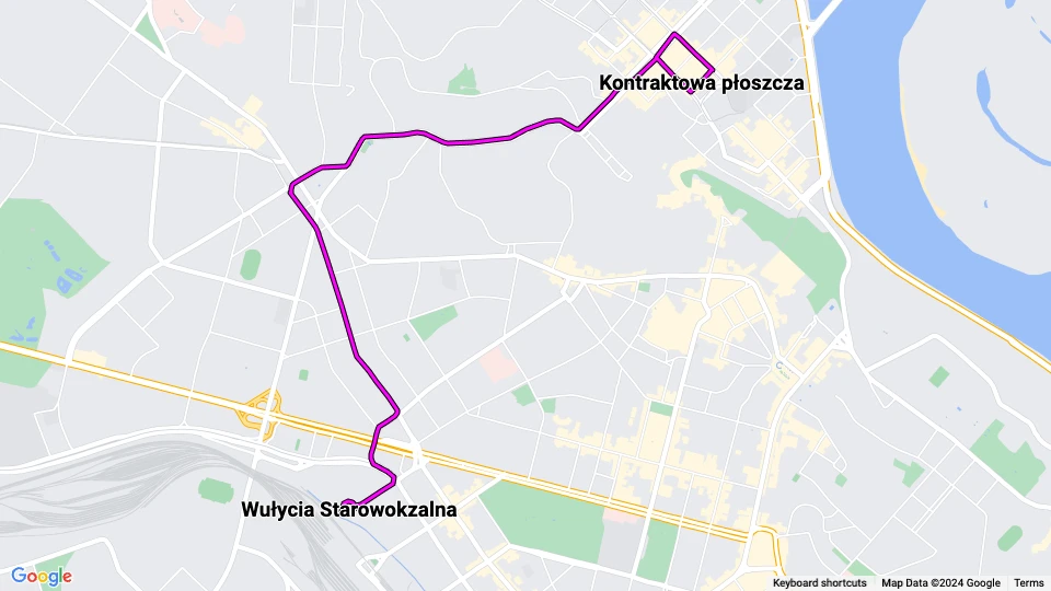 Kiev sporvognslinje 18: Kontraktowa płoszcza - Wułycia Starowokzalna linjekort