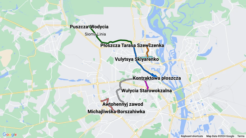Kievpastrans (KPT) linjekort