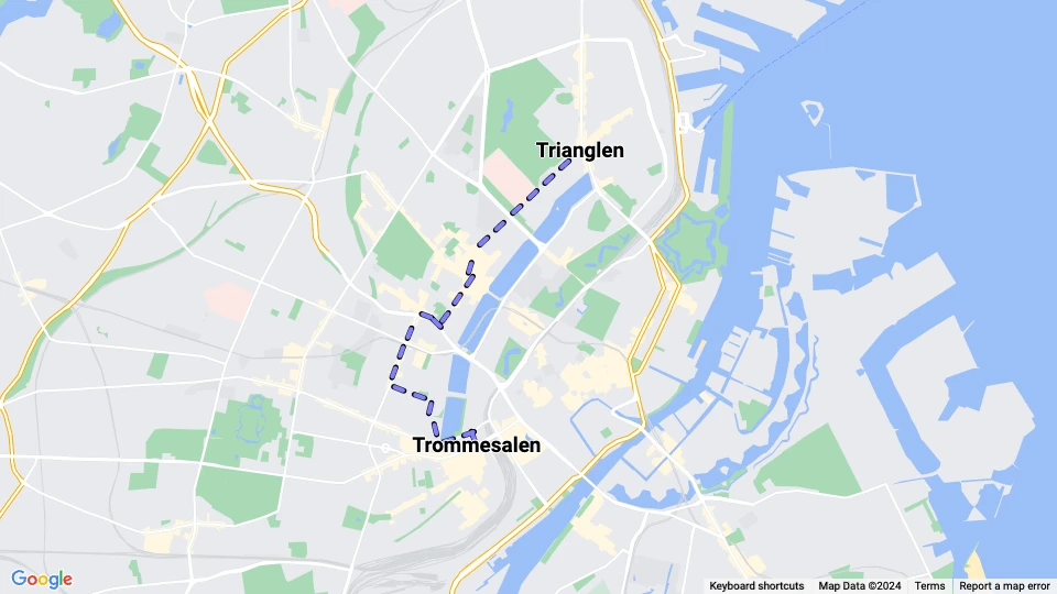 København Blegdamslinien: Trianglen - Trommesalen linjekort