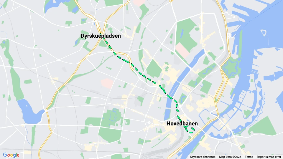 København dyrskuelinje Buh: Hovedbanen - Dyrskuepladsen linjekort