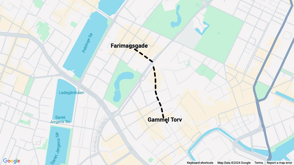 København hestesporvognslinje 11: Gammel Torv - Farimagsgade linjekort