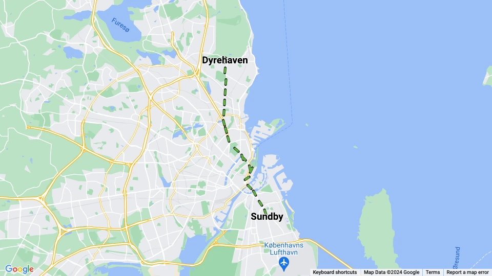 København Sundby Skovlinie: Dyrehaven - Sundby linjekort